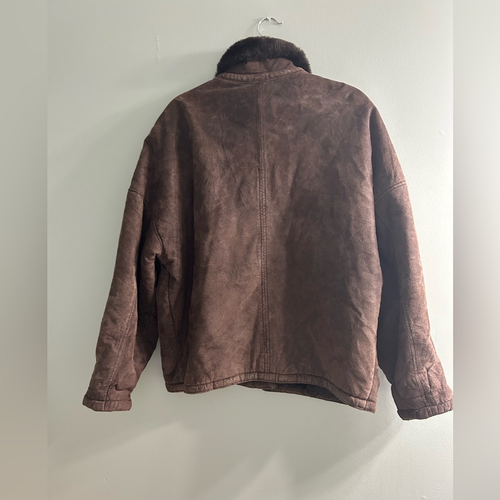 Vintage jones New York leather bomber pilot fur lined jacket brown - Picture 6 of 12